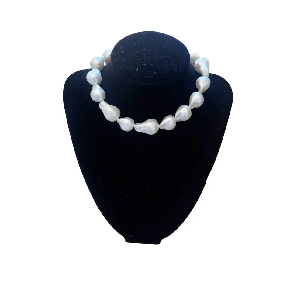 J.Crew Baroque Pearl Necklace Gold Plated Freshwater Pearl Choker Adjustable NWT - Picture 7 of 11